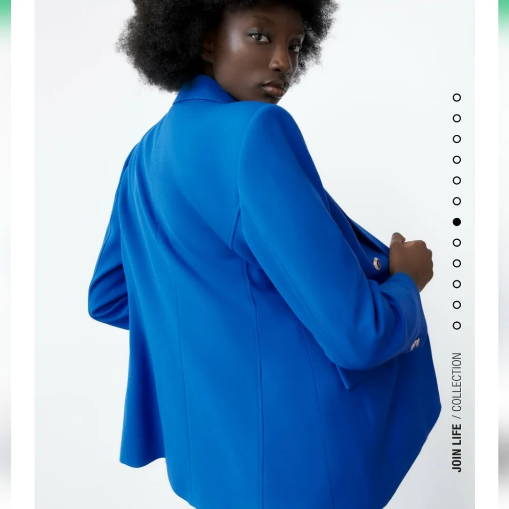 ZARA TAILORED DOUBLE BREASTED BLAZER BLUISH Bloggers favorite - Picture 10 of 16